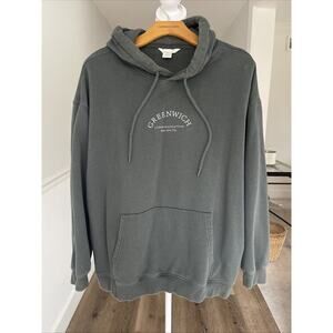 H&M Greenwich Village NYC Hoodie Green XL Unisex New York City Lounge Hipster